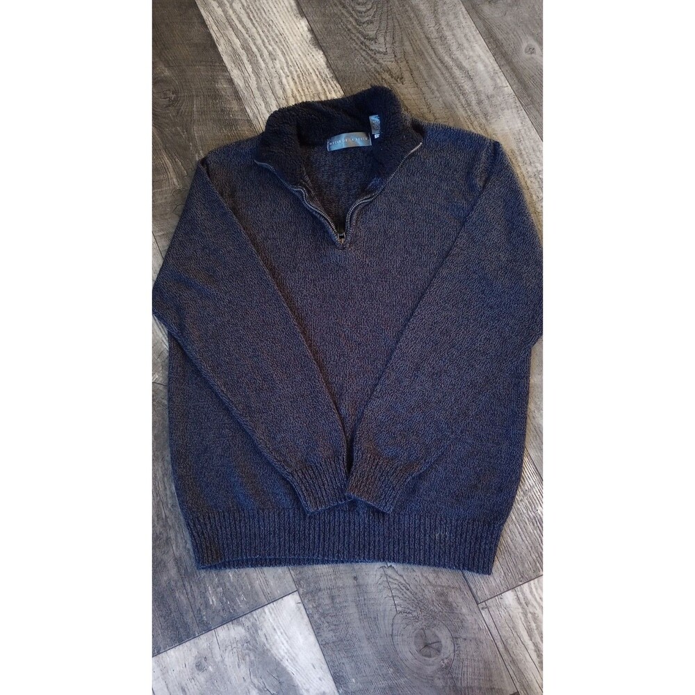 Oscar de La Renta Men's  M Navy Blue 1/4 Zip Sweater